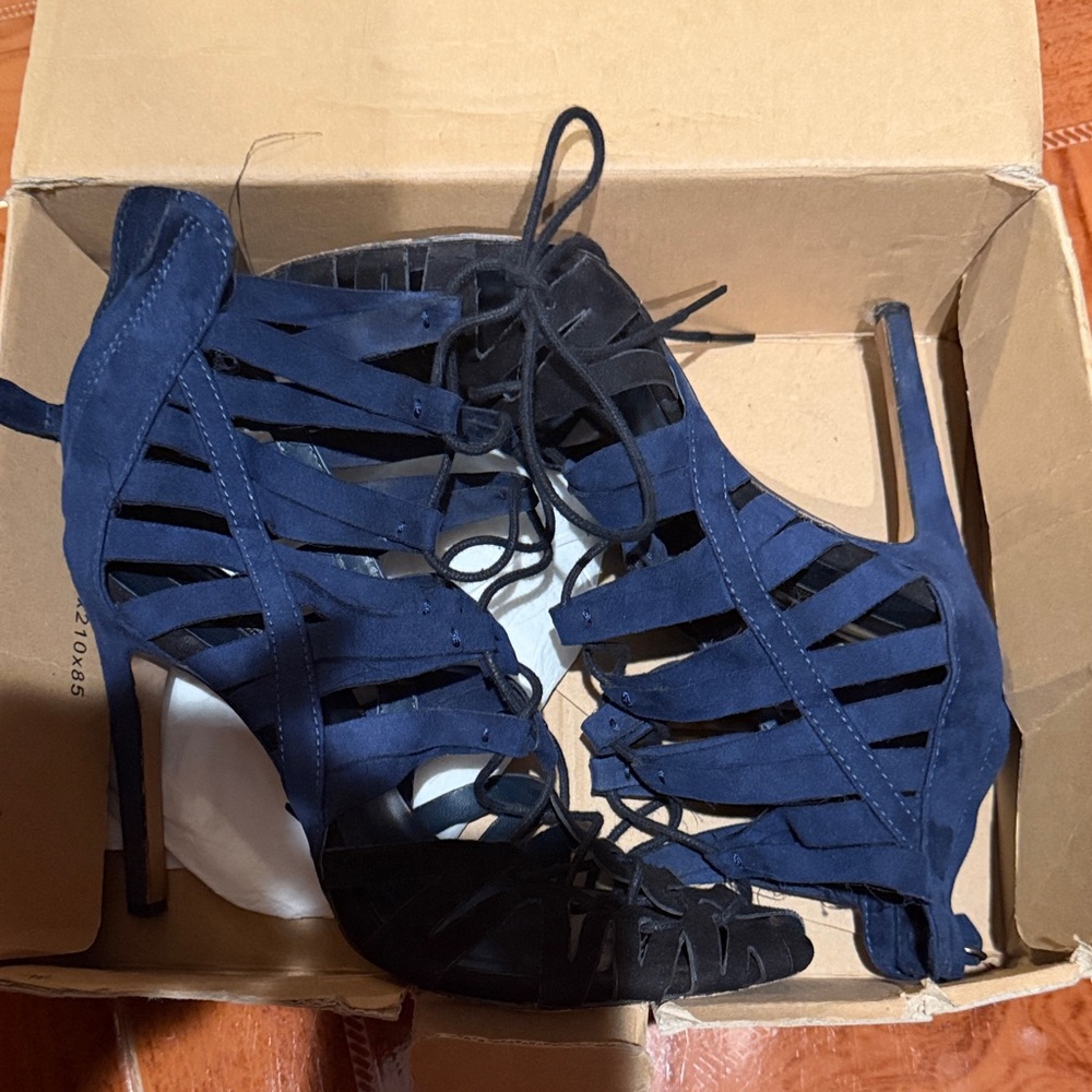 Zara Navy Lace-Up Heels